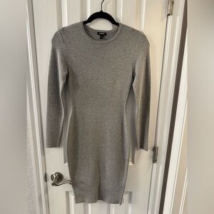 Express Long Sleeve Gray Fitted Dress